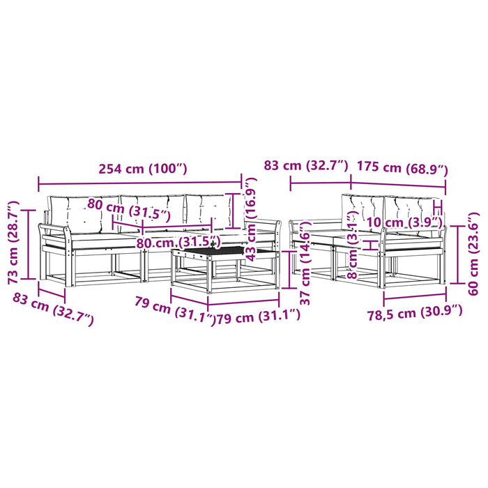 Set de canapele de exterior cu pernă 6 pcs Alb și antracit WALTI