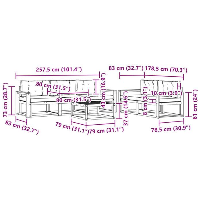 Set de canapele de exterior cu pernă 6 pcs Alb și crem WALTI