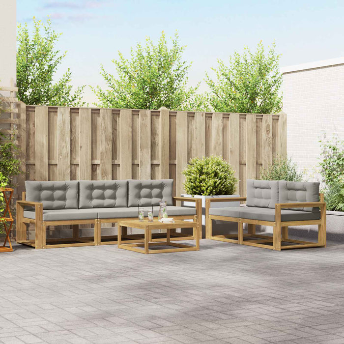 Set de canapele de exterior cu pernă 6 pcs Alb și gri deschis WALTI