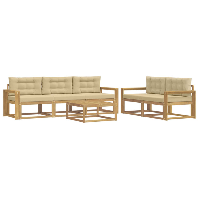 Set de canapele de exterior cu pernă 6 pcs Alb și Bej WALTI