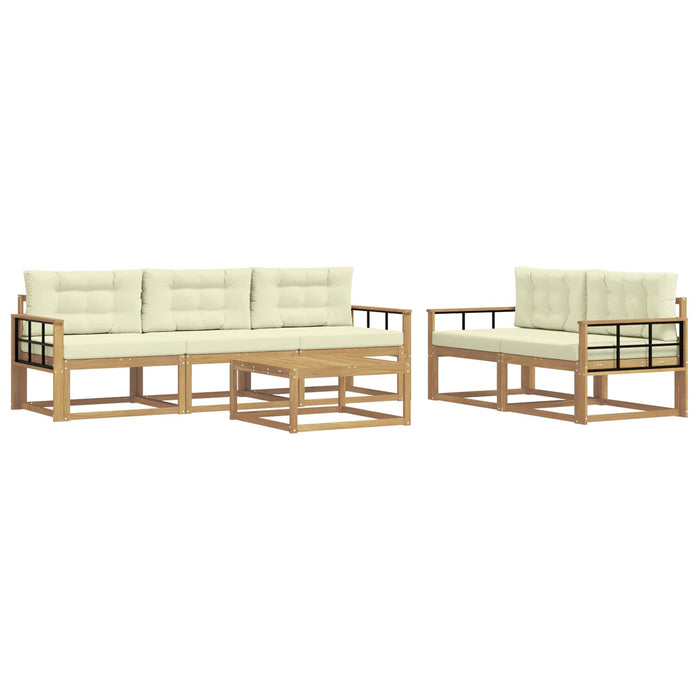 Set de canapele de exterior cu pernă 6 pcs Alb și crem WALTI