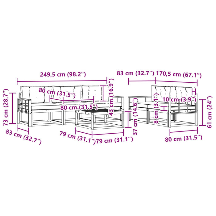 Set de canapele de exterior cu pernă 6 pcs Alb și gri deschis WALTI