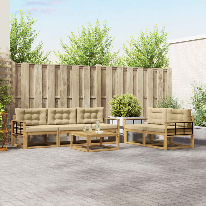 Set de canapele de exterior cu pernă 6 pcs Alb și Bej WALTI