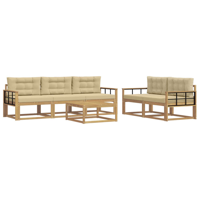 Set de canapele de exterior cu pernă 6 pcs Alb și Bej WALTI