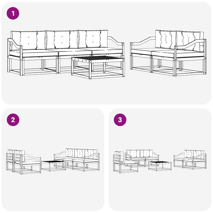 Set de canapele de exterior cu pernă 6 pcs Alb și crem WALTI