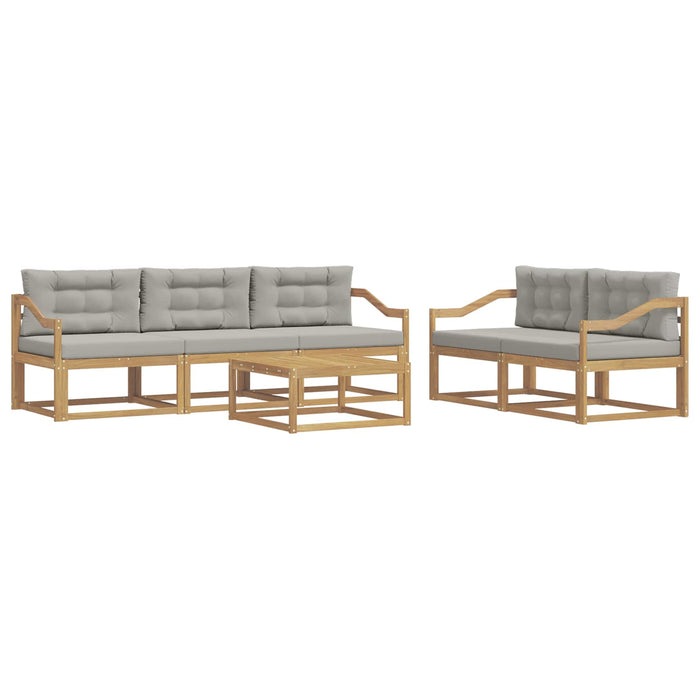Set de canapele de exterior cu pernă 6 pcs Alb și gri deschis WALTI