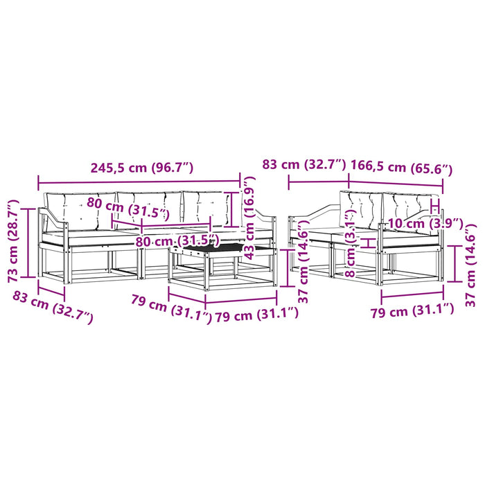 Set de canapele de exterior cu pernă 6 pcs Alb și Bej WALTI