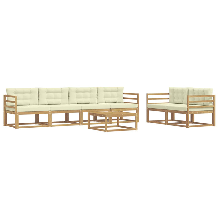 Set de canapele de exterior cu pernă 6 pcs Alb și crem WALTI