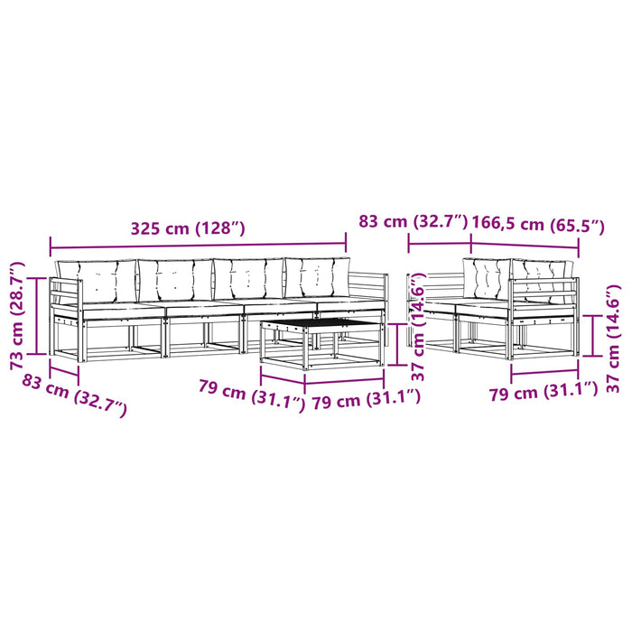 Set de canapele de exterior cu pernă 6 pcs Alb și gri deschis WALTI