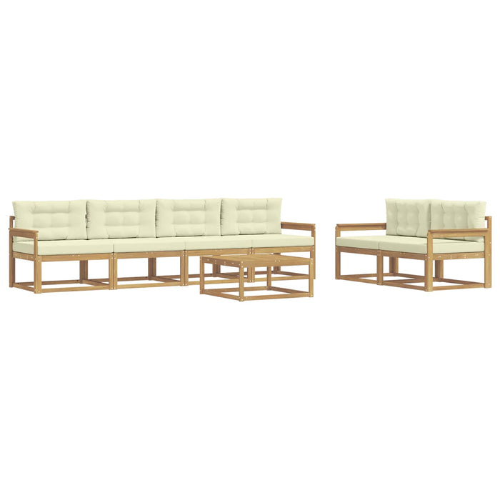 Set de canapele de exterior cu pernă 6 pcs Alb și crem WALTI
