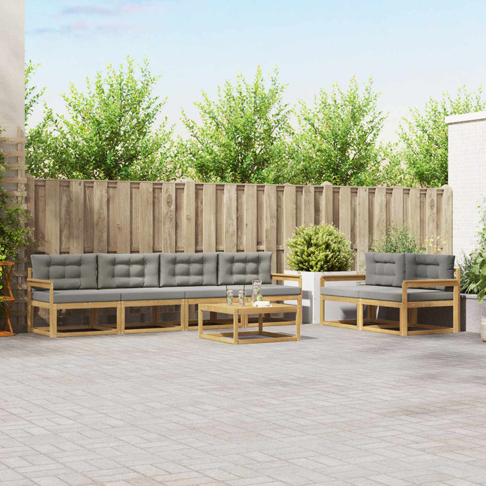 Set de canapele de exterior cu pernă 6 pcs Alb și gri deschis WALTI