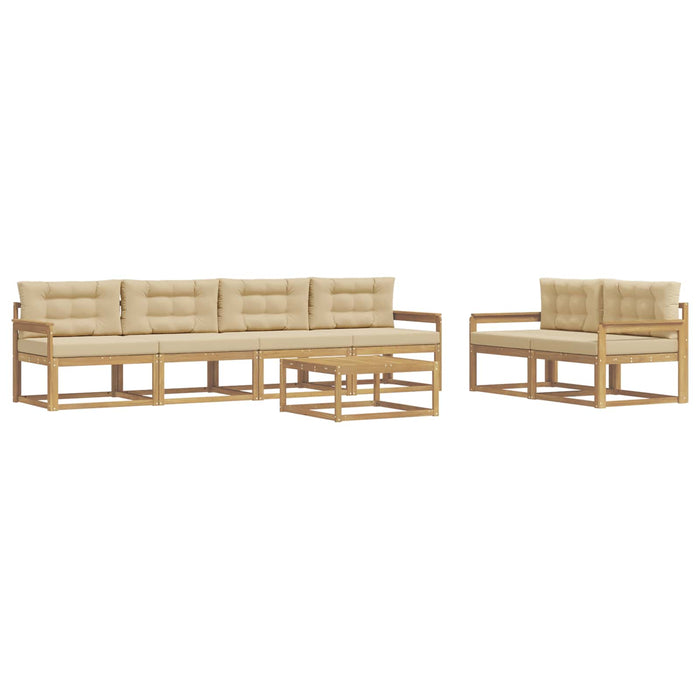 Set de canapele de exterior cu pernă 6 pcs Alb și Bej WALTI