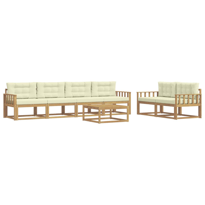 Set de canapele de exterior cu pernă 6 pcs Alb și crem WALTI