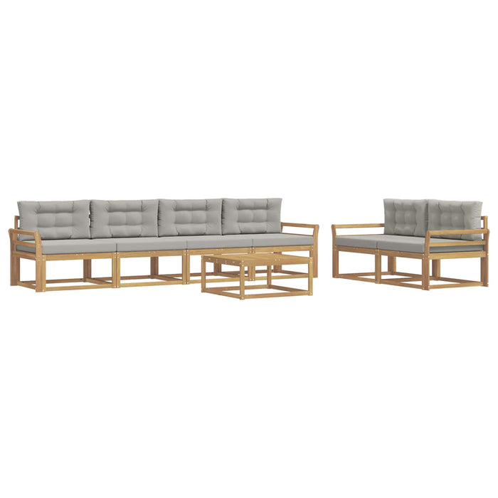Set de canapele de exterior cu pernă 6 pcs Alb și gri deschis WALTI
