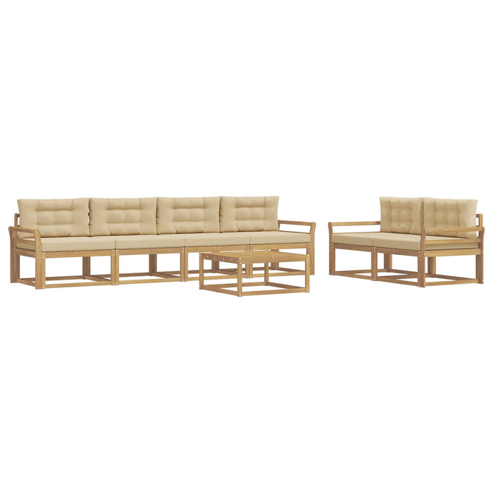 Set de canapele de exterior cu pernă 6 pcs Alb și Bej WALTI