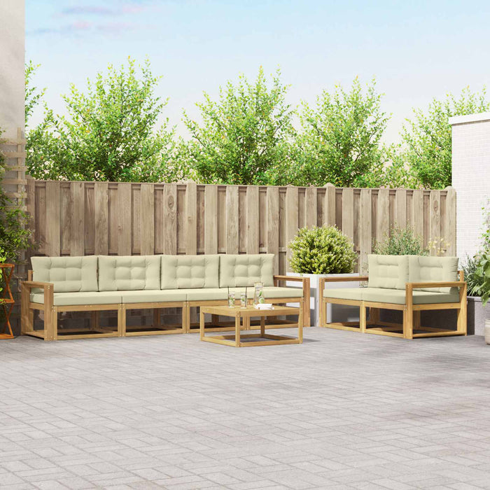 Set de canapele de exterior cu pernă 6 pcs Alb și crem WALTI