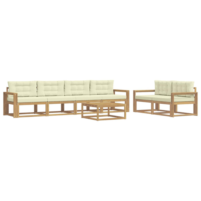 Set de canapele de exterior cu pernă 6 pcs Alb și crem WALTI