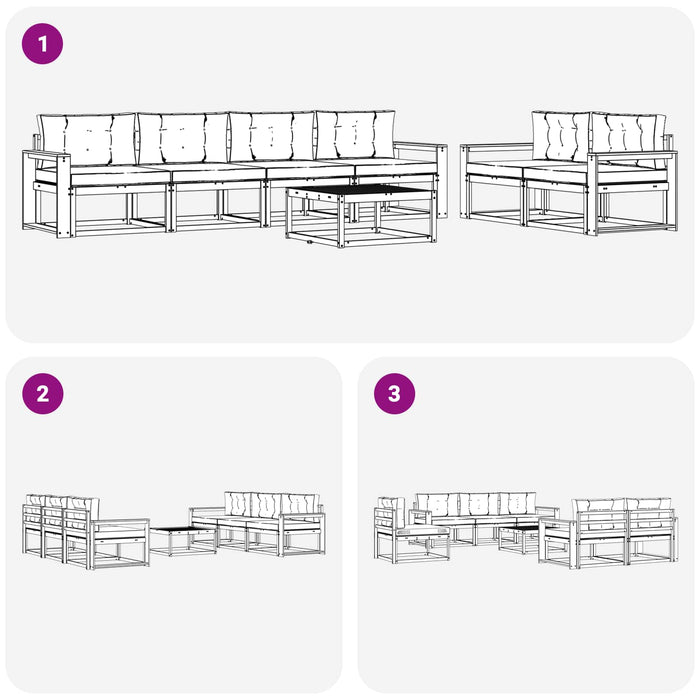 Set de canapele de exterior cu pernă 6 pcs Alb și crem WALTI