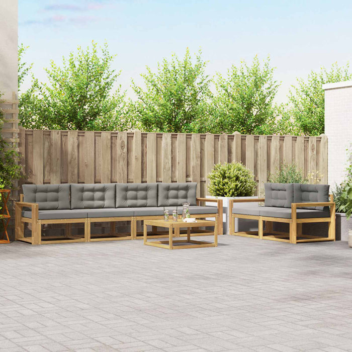Set de canapele de exterior cu pernă 6 pcs Alb și gri deschis WALTI