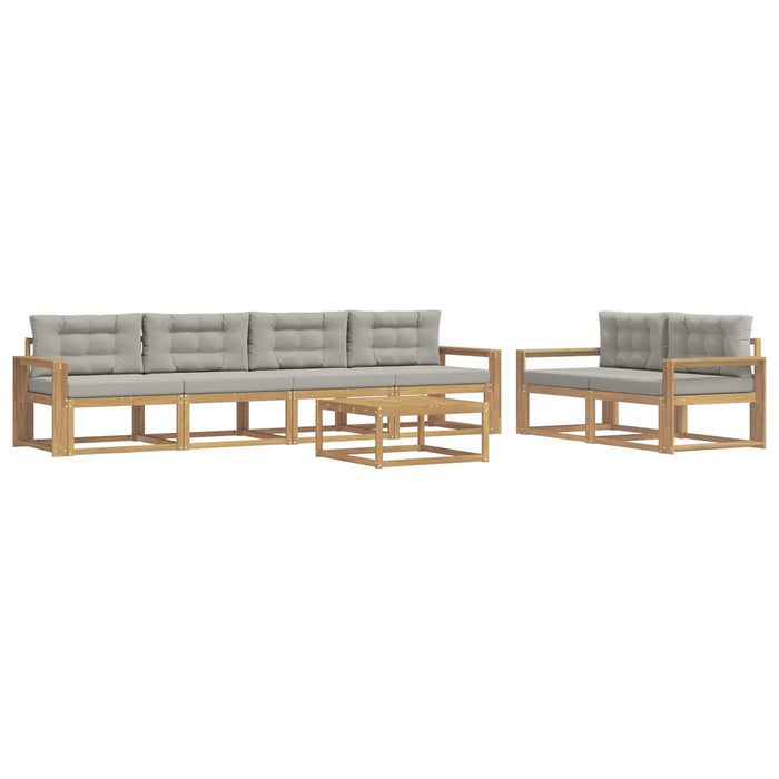 Set de canapele de exterior cu pernă 6 pcs Alb și gri deschis WALTI