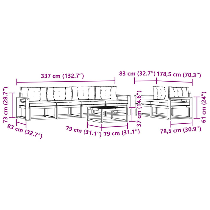 Set de canapele de exterior cu pernă 6 pcs Alb și gri deschis WALTI