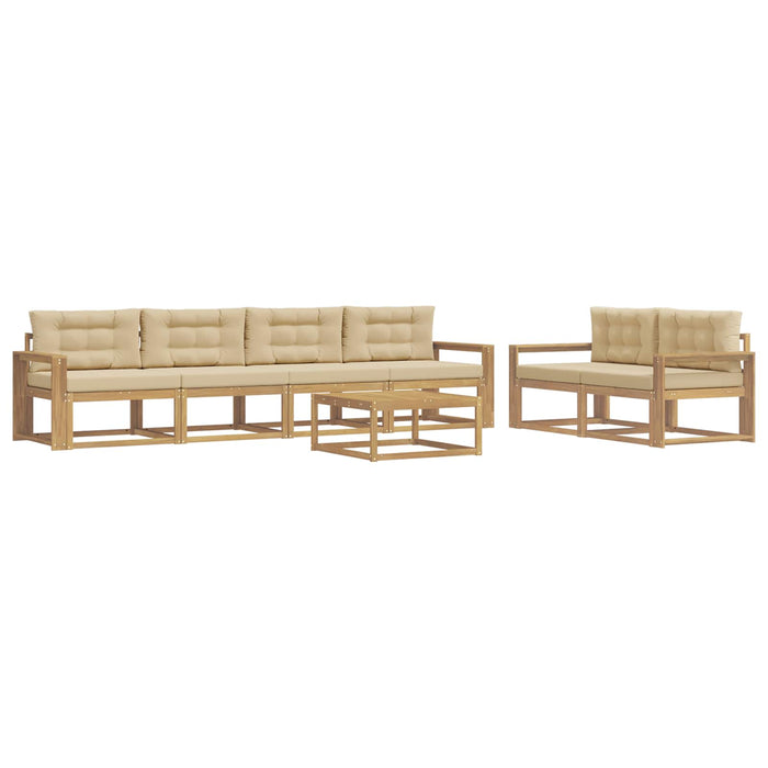 Set de canapele de exterior cu pernă 6 pcs Alb și Bej WALTI