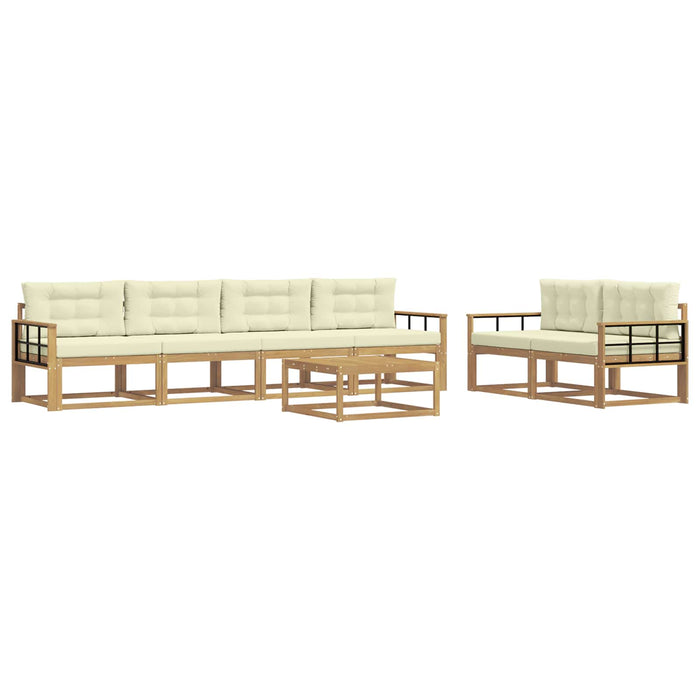 Set de canapele de exterior cu pernă 6 pcs Alb și crem WALTI