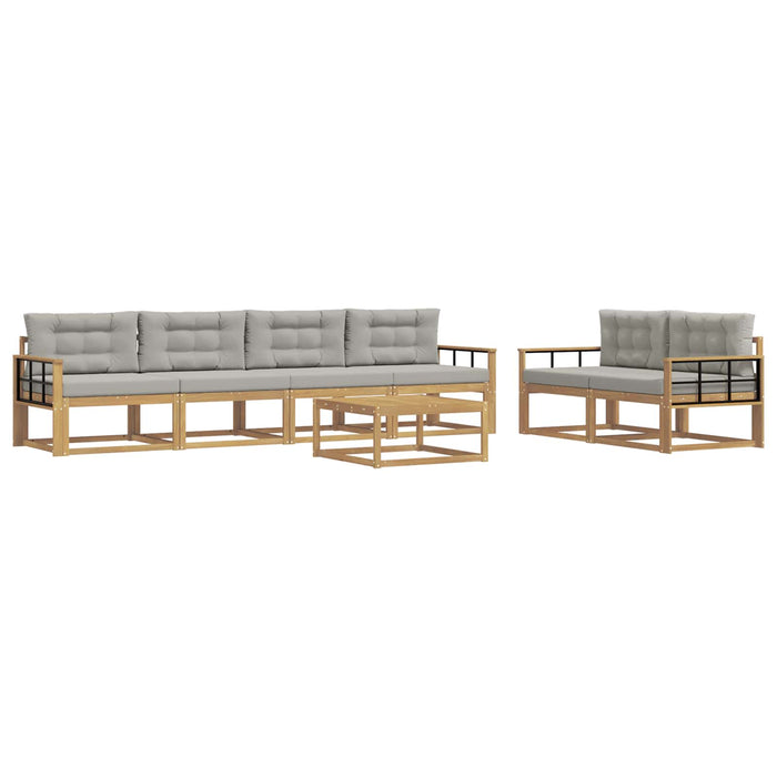 Set de canapele de exterior cu pernă 6 pcs Alb și gri deschis WALTI