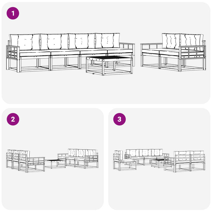 Set de canapele de exterior cu pernă 6 pcs Alb și Bej WALTI