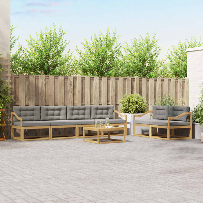 Set de canapele de exterior cu pernă 6 pcs Alb și gri deschis WALTI
