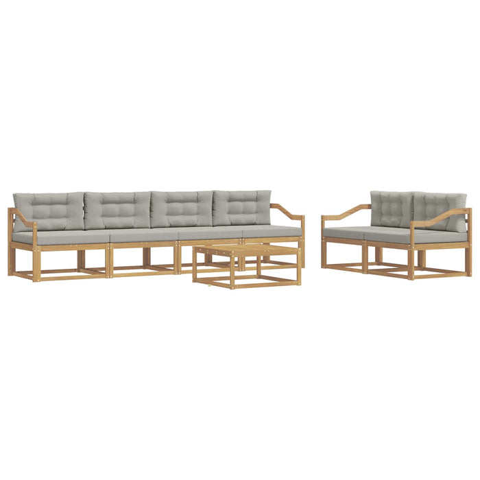 Set de canapele de exterior cu pernă 6 pcs Alb și gri deschis WALTI