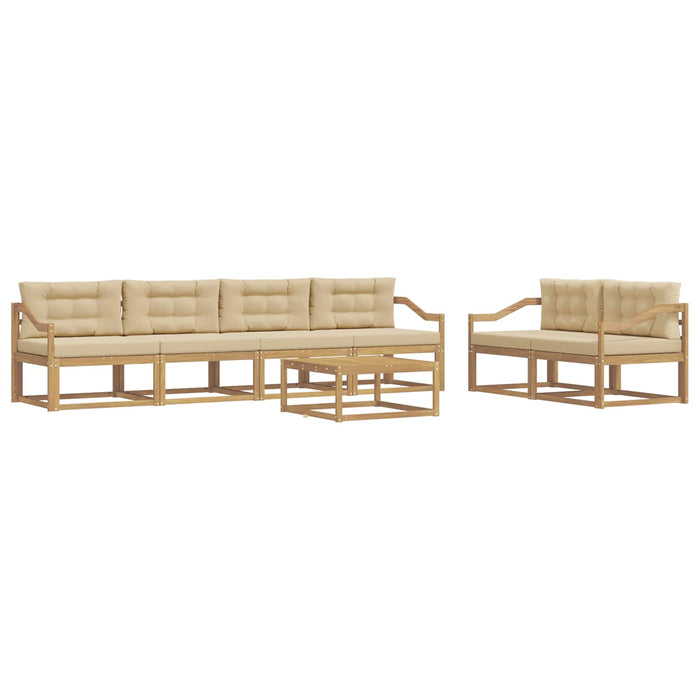 Set de canapele de exterior cu pernă 6 pcs Alb și Bej WALTI