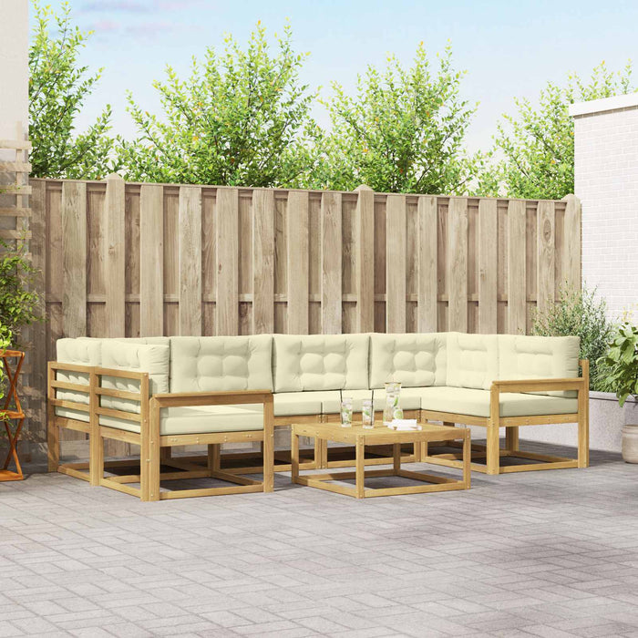Set de canapele de exterior cu pernă 5 pcs Alb și crem WALTI