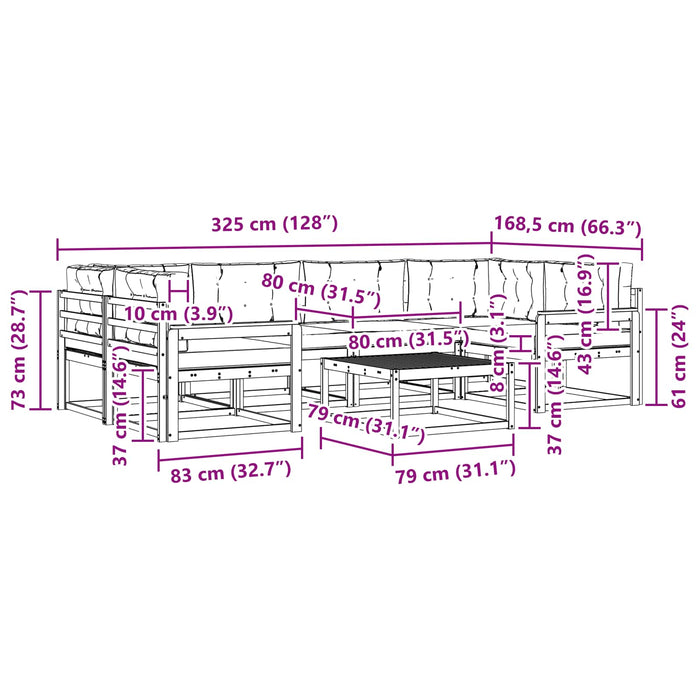Set de canapele de exterior cu pernă 5 pcs Alb și crem WALTI