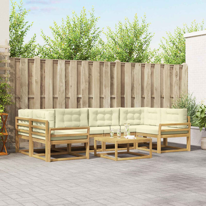 Set de canapele de exterior cu pernă 5 pcs Alb și crem WALTI