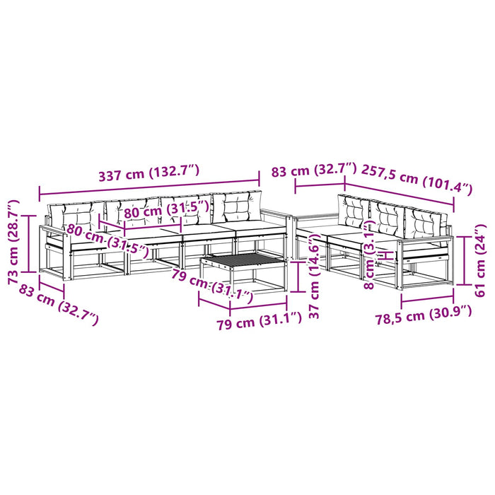 Set de canapele de exterior cu pernă 7 pcs Alb și crem WALTI