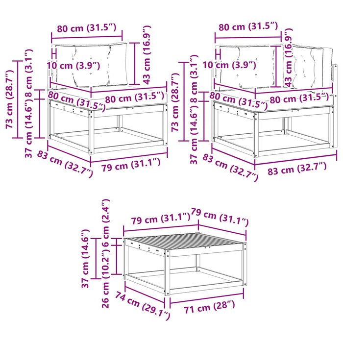 Set de canapele de exterior cu pernă 6 pcs Alb și crem WALTI