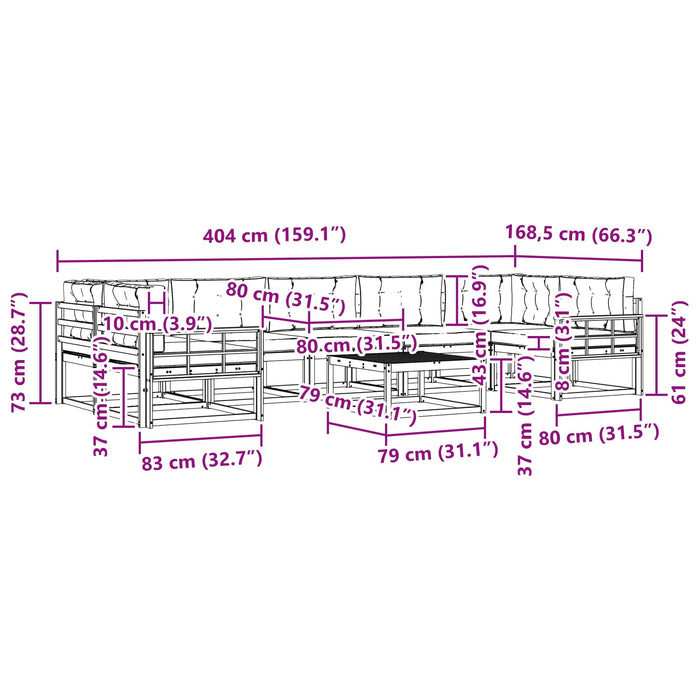 Set de canapele de exterior cu pernă 6 pcs Alb și gri deschis WALTI