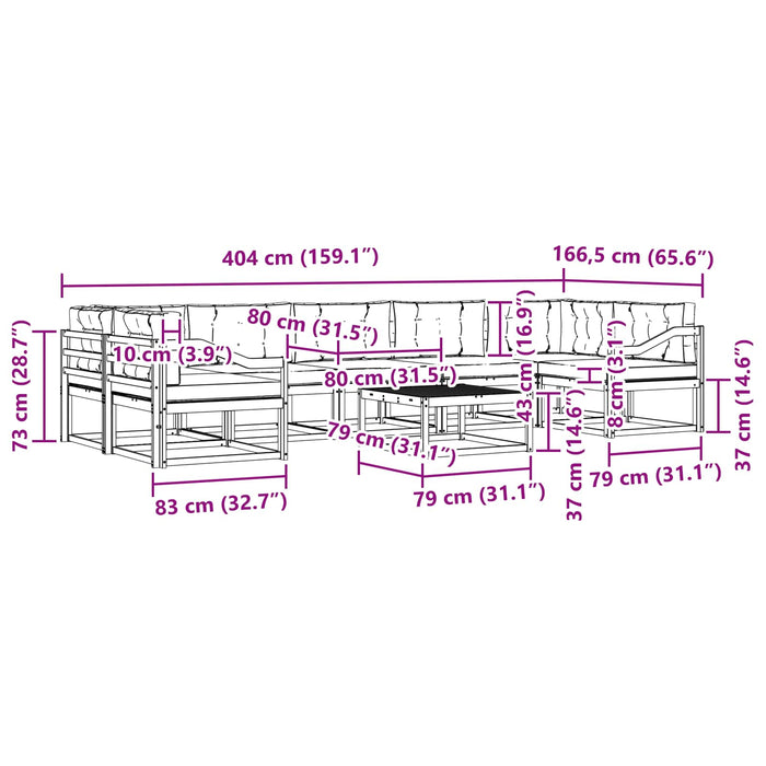 Set de canapele de exterior cu pernă 6 pcs Alb și gri deschis WALTI