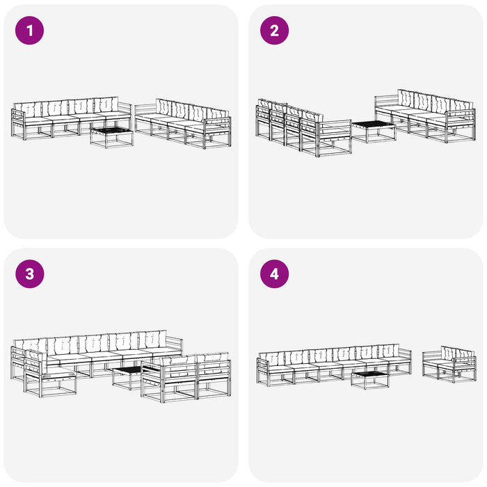 Set de canapele de exterior 9 pcs Alb și crem 79 x 79 x 37 cm WALTI