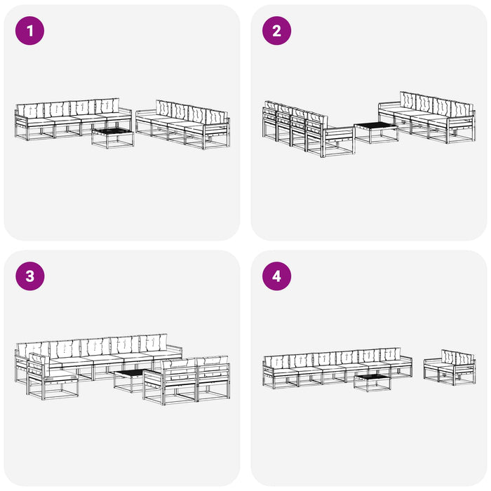 Set de canapele de exterior 9 pcs Alb și Bej 79 x 79 x 37 cm WALTI