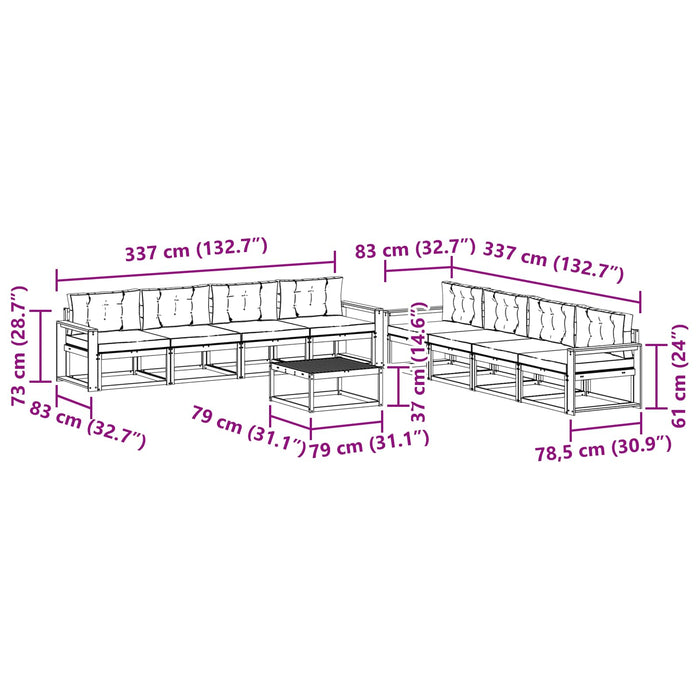 Set de canapele de exterior 9 pcs Alb și antracit WALTI