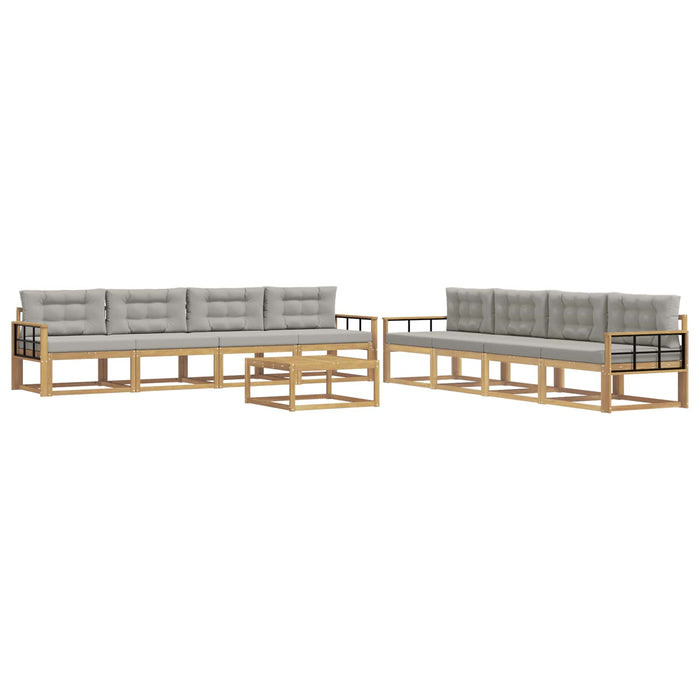 Set de canapele de exterior 9 pcs Alb și gri deschis WALTI