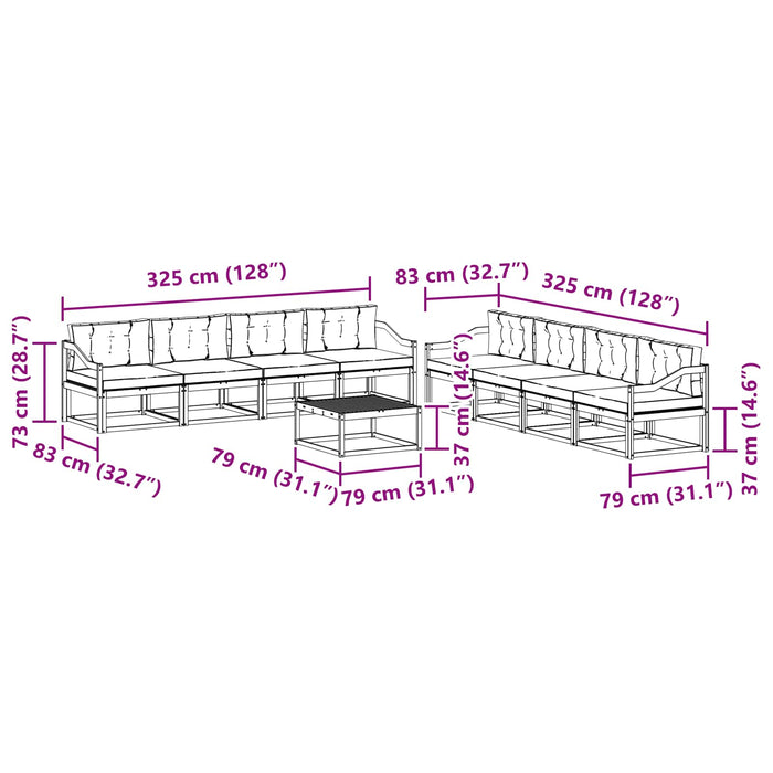 Set de canapele de exterior 9 pcs Alb și antracit WALTI