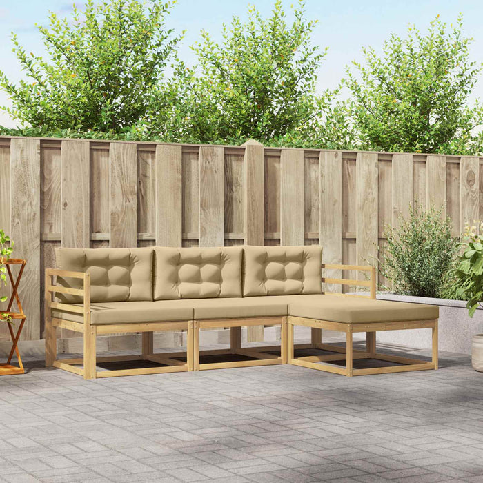 Set de canapele de exterior cu pernă 4 pcs Alb și Bej Poliester WALTI