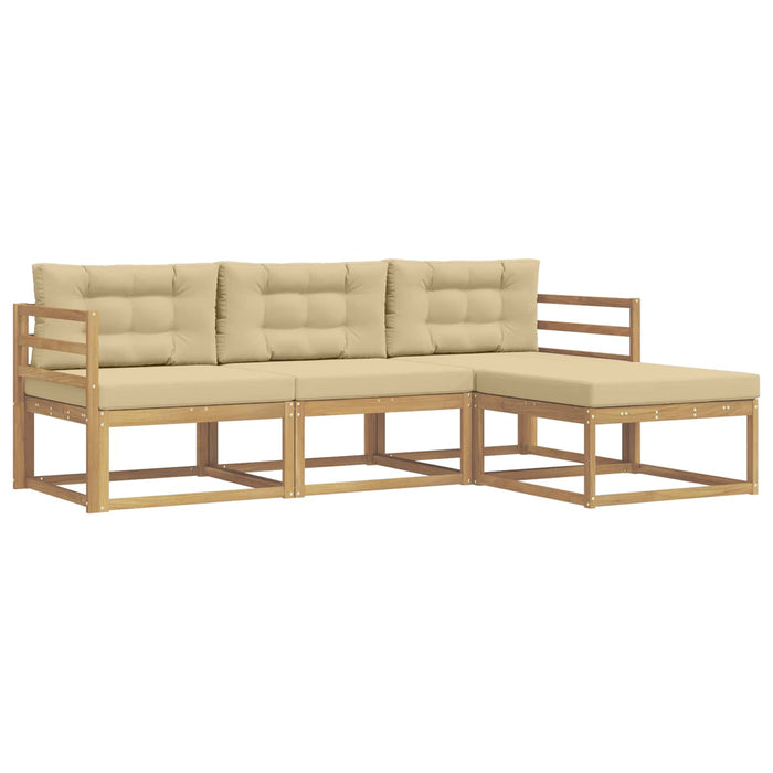 Set de canapele de exterior cu pernă 4 pcs Alb și Bej Poliester WALTI