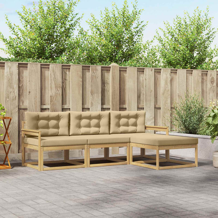 Set de canapele de exterior cu pernă 4 pcs Alb și Bej Poliester WALTI