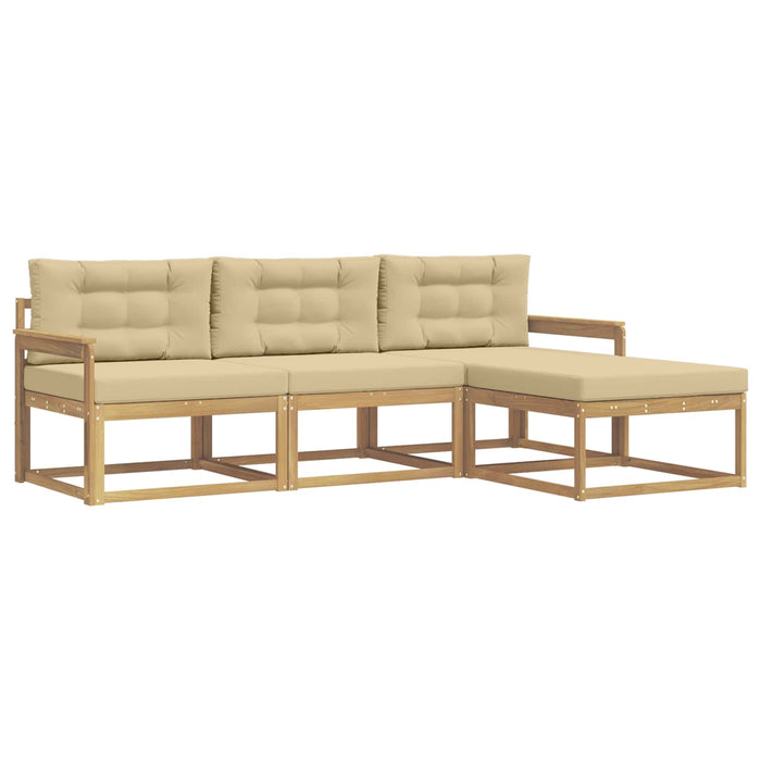 Set de canapele de exterior cu pernă 4 pcs Alb și Bej Poliester WALTI