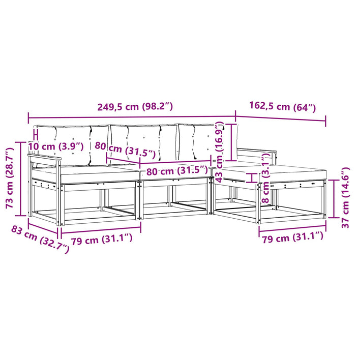 Set de canapele de exterior cu pernă 4 pcs Alb și Bej Poliester WALTI