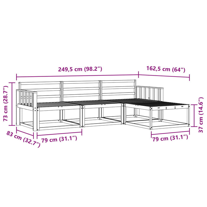 Set de canapele de exterior 4 pcs Alb 249,5 x 162,5 x 73 cm WALTI